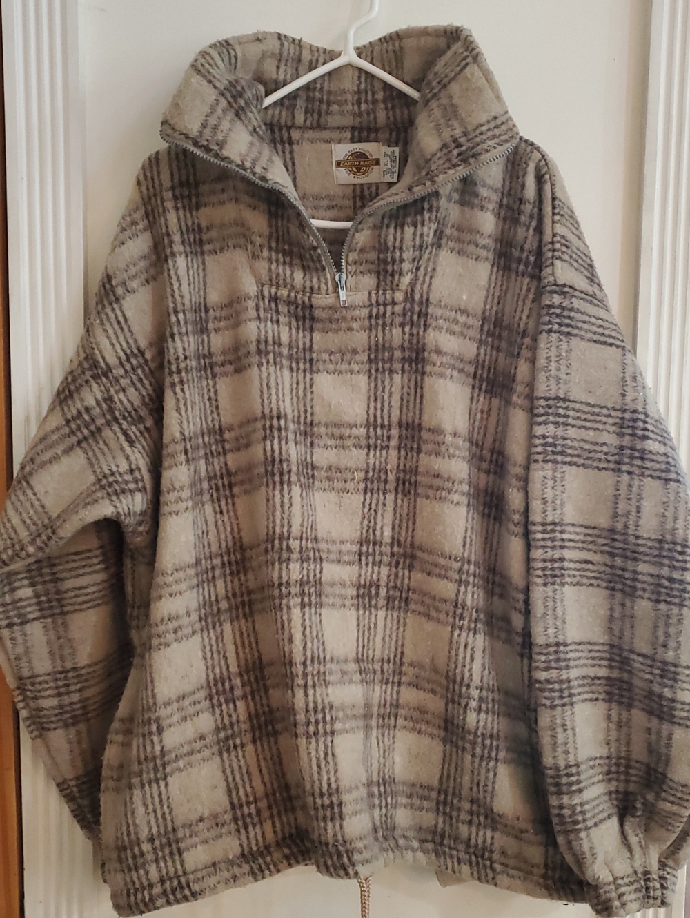 Earth Ragz Baja Fleece 1/4 Zip Pullover Jacket Size XL Beige Brown